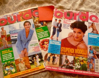 Vintage Burda Magazines Sewing Patterns Italian March 98 and April 98