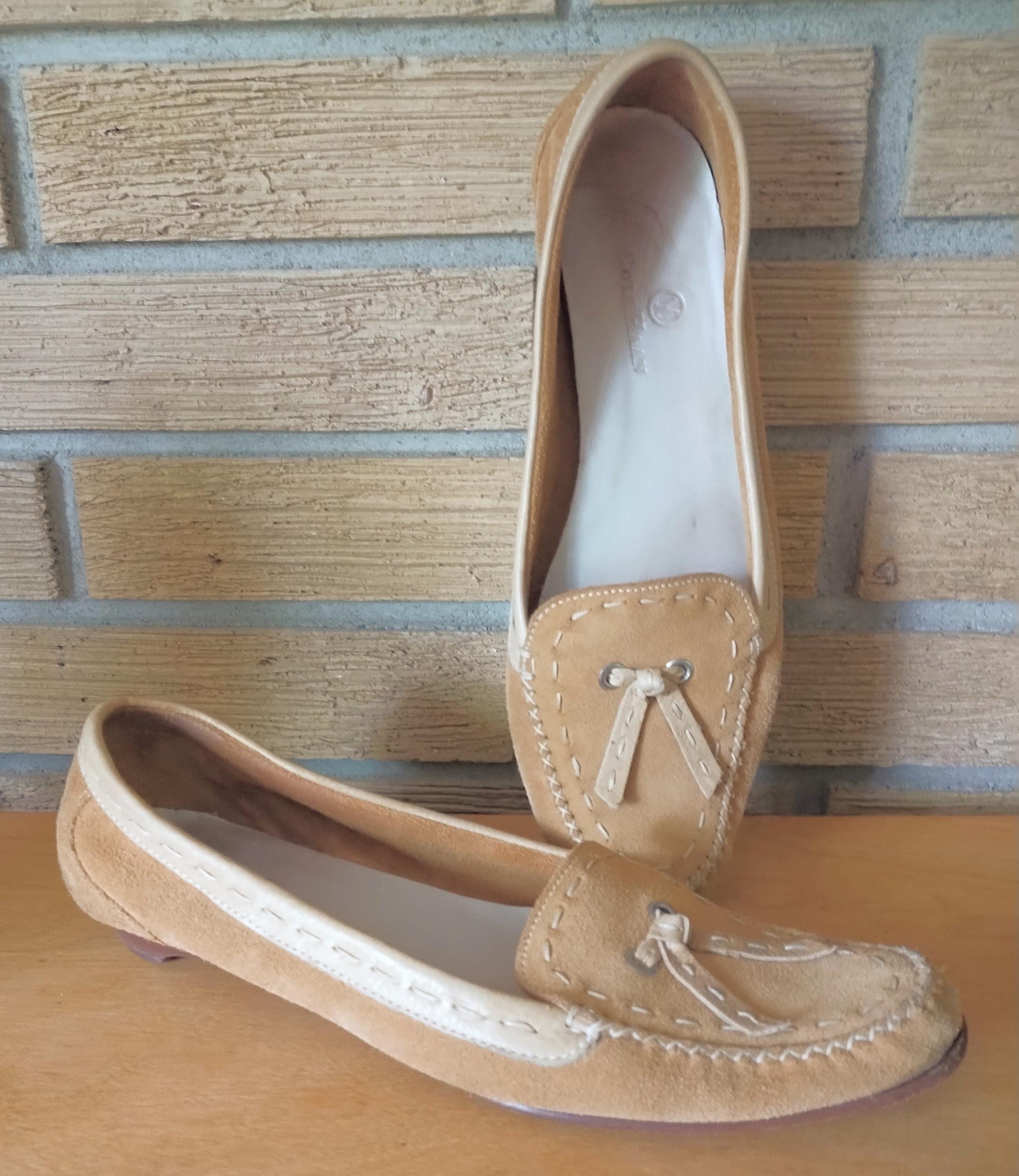 Cole Haan Suede Slip-On Loafers Buckle Detail Tan Size 9.5 Made in Brazil Men main image 2