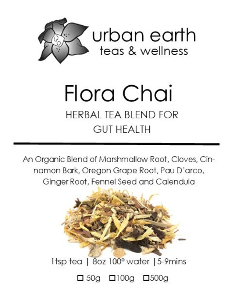FLORA CHAI Organic Herbal Tea Blend for Gut Health Candida Etsy