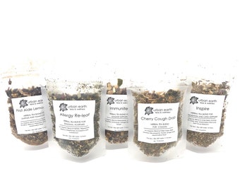 IMMUNE SUPPORT Tea Collection | Sample Size | Set of 5 Blends | Cold & Flu Teas | Tea Lover Gift | Loose Leaf Tea | Urban Earth Teas