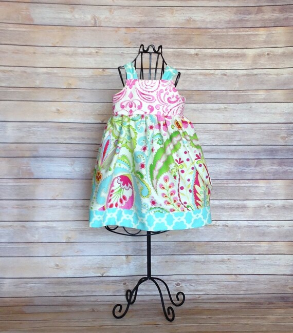 Items similar to custom order knot dress, Boutique Girls turquoise ...