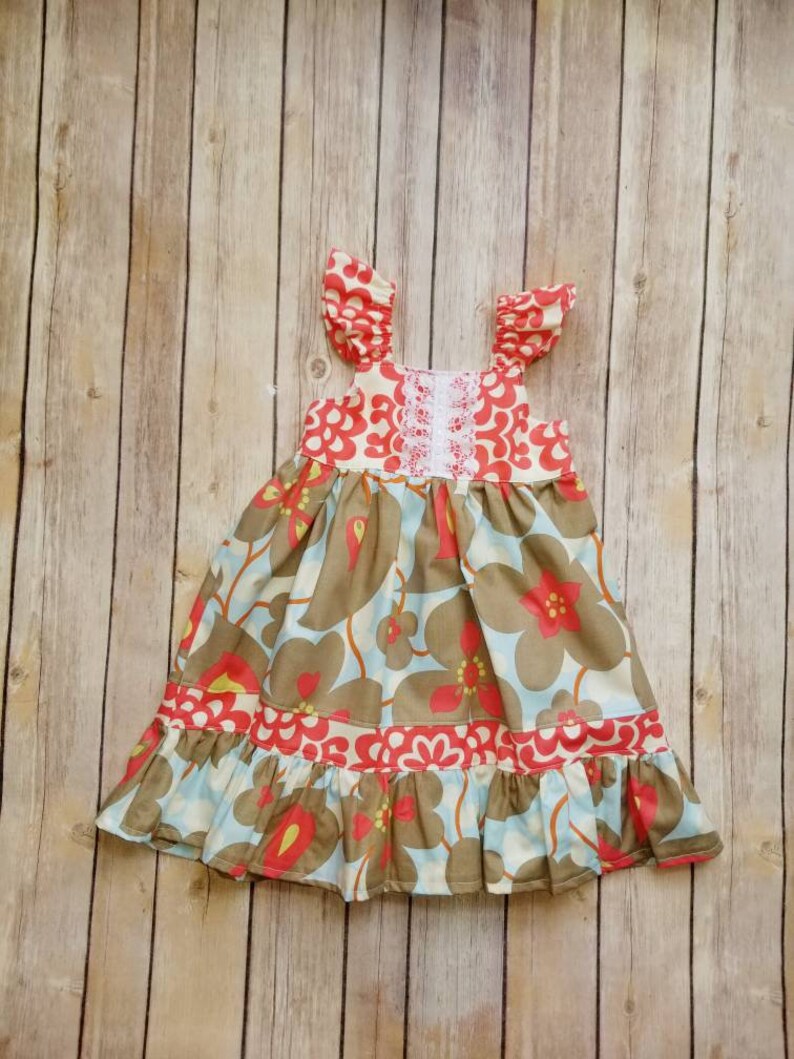 toddler and infant dress girls ruffle dress Boutique Girls flutter dress sizes 6mos-8