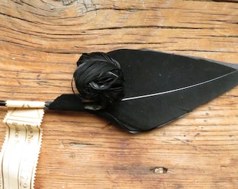 Vintage Millinery/Hat Black Feather Curl Trim NOS made in Germany