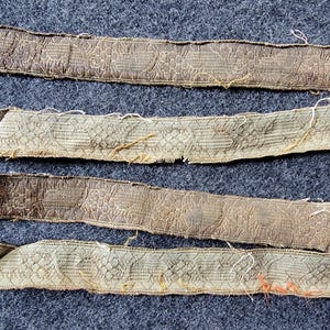 Antique Woven Metallic Gold Lamé Vestment Trim - 19thC passementerie trimming  1.3 yards Jacquard Trim
