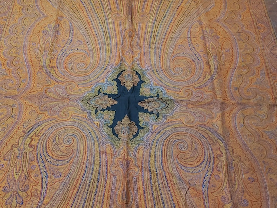 Antique Kashmir Paisley Victorian Handwoven Embroi