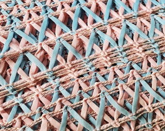 Vintage Blue Pink Criss Cross Trim Lattice Insertion Lace 1" wide ~ By the Yard