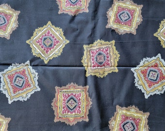 Vintage Black with Paisley Print Cotton Fabric 5 yards Wamsutta Original Design