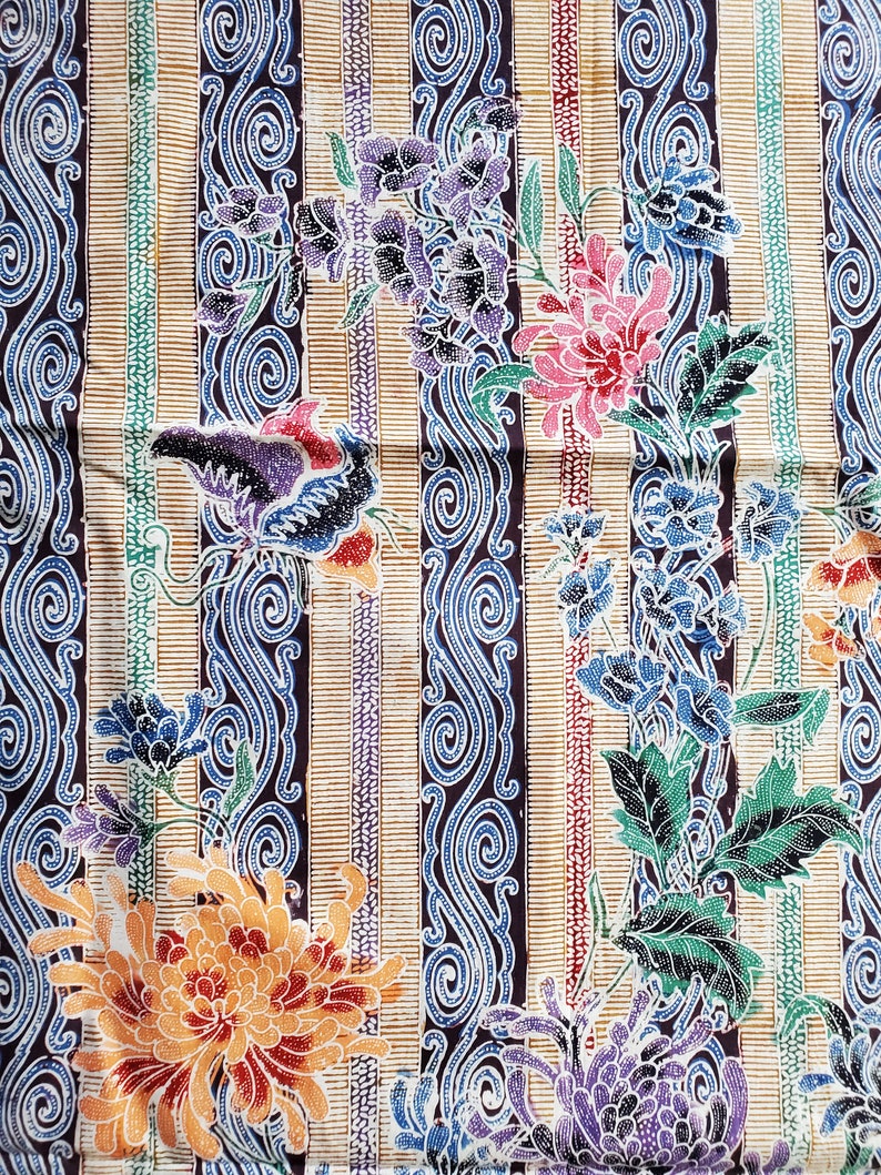 Vintage Large Print Floral Indonesian BATIK Fabric Hand