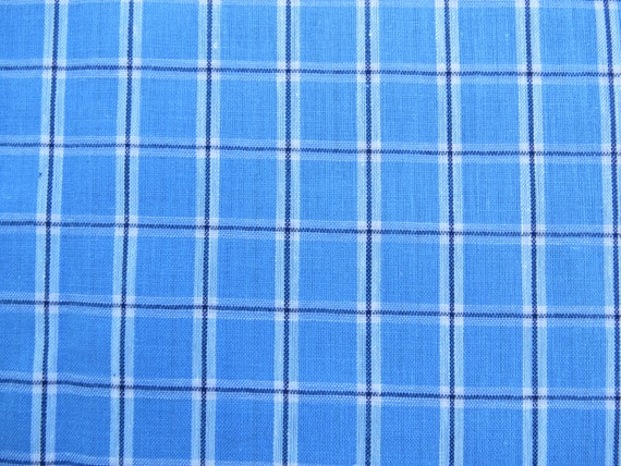 Vintage White Blue Woven Plaid Checkered Fabric 3 Yards Etsy