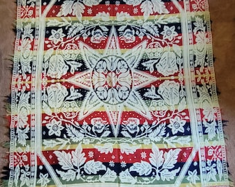 Antique 1853 Woven Wool Coverlet Bedspread Ettinger and Co Aaronsburg, Centre County PA Americana Folk Art