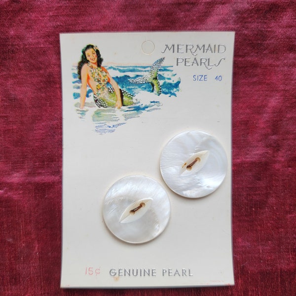 Vintage Mermaid Pearls Mother of Pearl Buttons MOP Button Card size 40 ~ 1 inch diameter