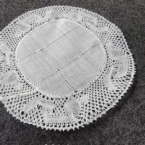 6 Vintage Linen Coasters, Hand Done Flanders Lace Coasters, Wine Glass Doily, Set