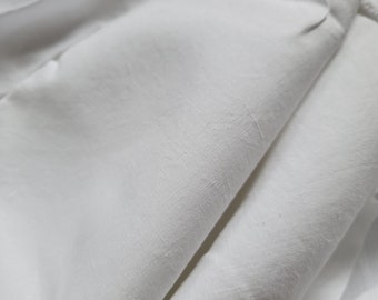 Pure Linen Bed Sheet, Vintage Monogrammed Linen, 69x104 white fabric