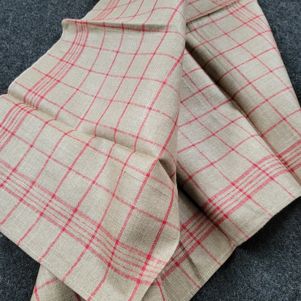 Vintage Linen Hand Towel 6 available Red Woven Plaid Monogrammed NL New Old Stock NOS