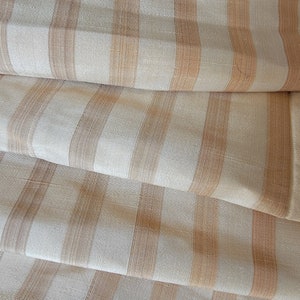 Striped Silk Dupioni Fabric, Beige and Brown, BTY