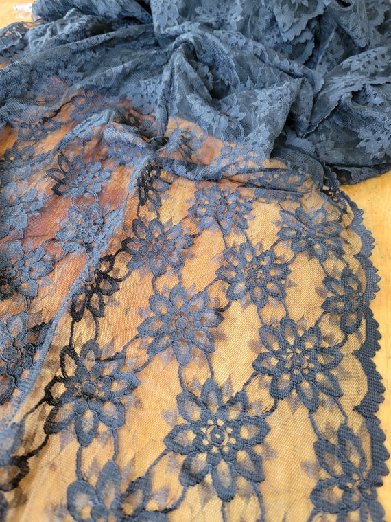 Vintage Black Lace Fabric Floral Lace 43 Wide by the Yard BTY Etsy UK