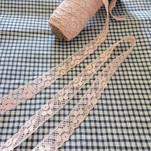 Vintage Pink Floral Cotton Lace Trim - 5/8&quot; Wide - By The Yard