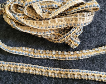 Scalamandre Houles Crête Scroll Gimp Trim- Blue Gold French Passementerie