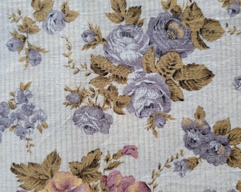 Vintage Floral Fabric Roses Pansy Print Hamil Textiles 2 yards Cotton Print