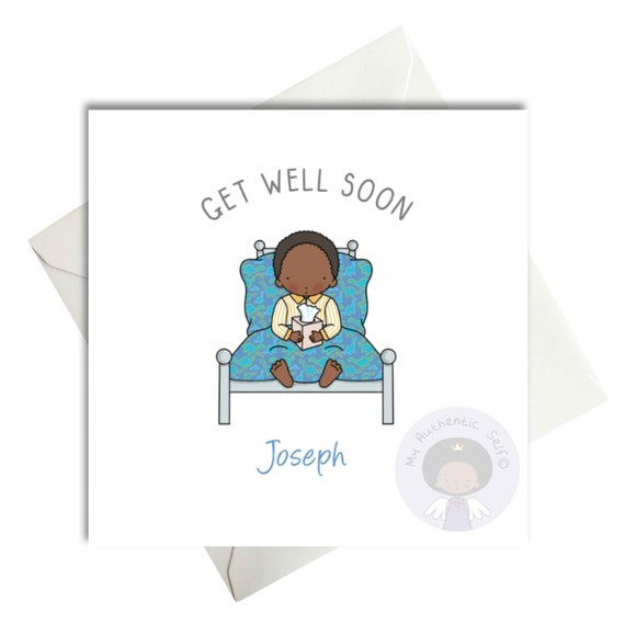 Black Boy Man Male Get Well Soon Card Get Well Soon Etsy