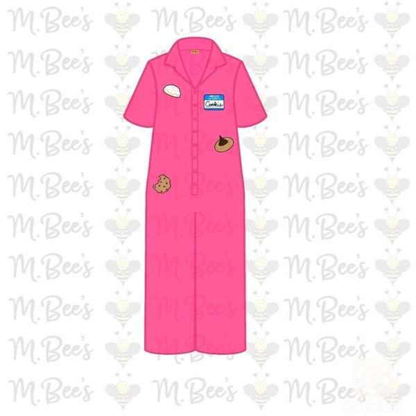 Cookie Baker Jumpsuit Cookie Cutter Clothes Dress Outfit Overalls Patches Name Plaque Apron Suit Baker Bakery Chef Cook Novelty Retro Pink