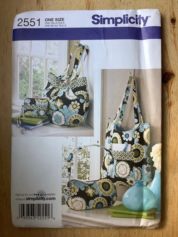Simplicity 2551 Sewing Pattern Uncut One Size Purse Bag Tote Accessories Shirt Pants Dress Coat Fabric Sew Crafts Long Sleeve Short Sleeve Etsy