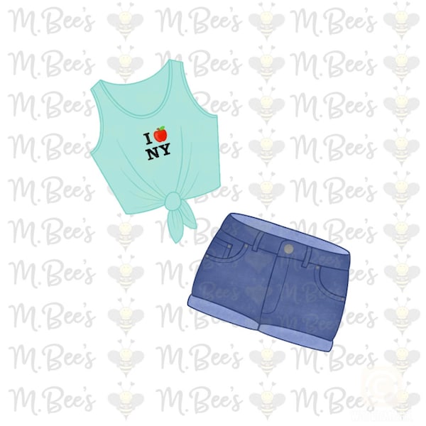 TShirt and Jean Shorts Cookie Cutters Cutter Jeans Pants Tee Shirt T Shirt Clothes Clothing Top Wear Fashion Tank Top Girl Woman Summer