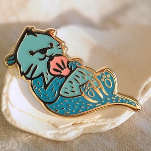 Anstecknadel - Glow in the Dark - Mint Aqua Grün Sea Otter - Emaille Anstecker