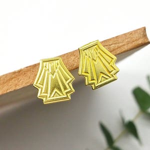 Streamline Flare Brass Post Boucles d’oreilles // LanaBetty // Art Déco