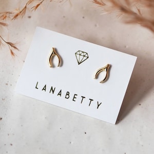 Wishbone Earrings - Brass + Sterling Silver