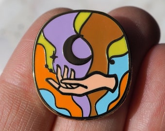 Hand Holding the Moon Lapel Pin - Colección Mantra - Enamel Pin