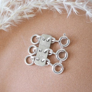 Silver Detangler for Layering Necklaces - Three Necklace Divider - Sterling Silver layered necklace clasp detangler divider