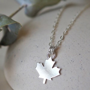 Silver Maple Leaf Necklace 18 inches long image 1
