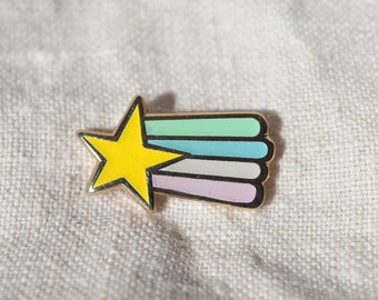 Pin de solapa - Estrella fugaz del arco iris - Resplandor en la oscuridad - Pin de esmalte