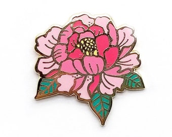 Lapel Pin - Pink Peony - Enamel Pin - Pinback Button