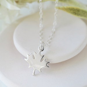 Silver Maple Leaf Necklace 18 inches long image 2