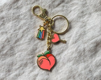 Peach Keychain | Gold Key Fob