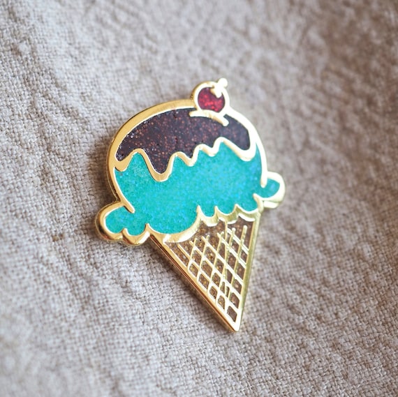 Lapel Pin Ice Cream Cone With a Cherry on Top Chocolate - Etsy