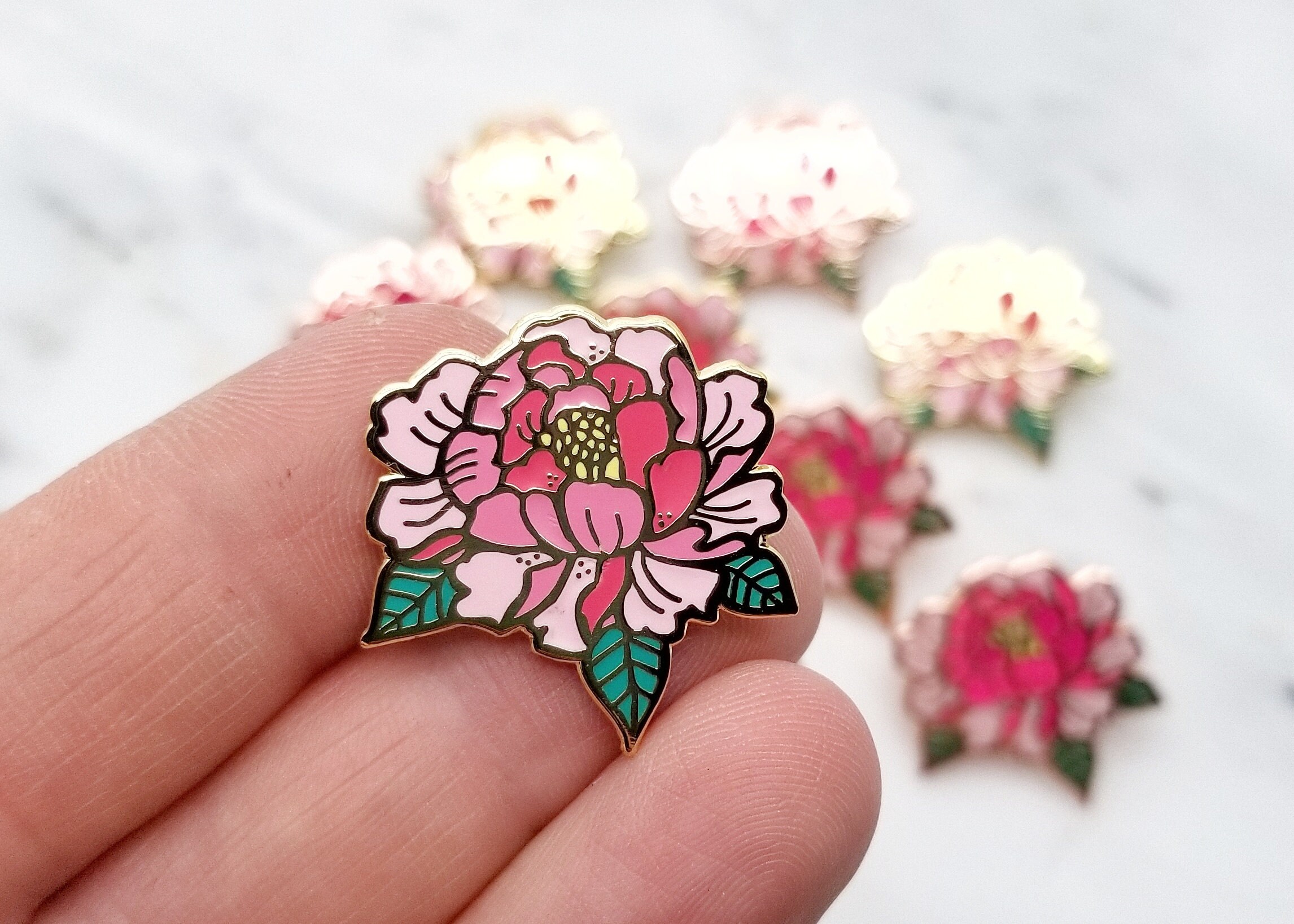 Lapel Pin Pink Peony Enamel Pin Pinback Button Etsy Canada