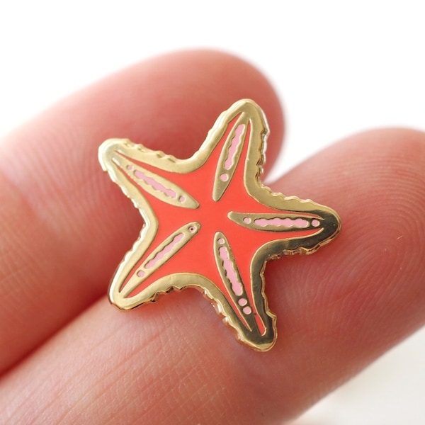 Lapel Pin - Peach Starfish - Enamel Pin - Pinback Button