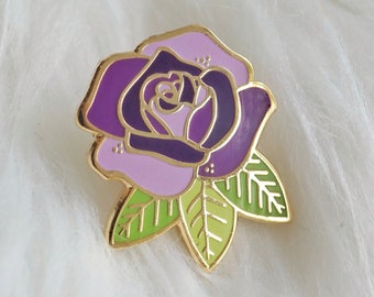 Lapel Pin - Purple Rose - Enamel Pin - Pinback Button