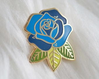 Épingle à revers - Rose bleue - Épingle en émail - Bouton Pinback