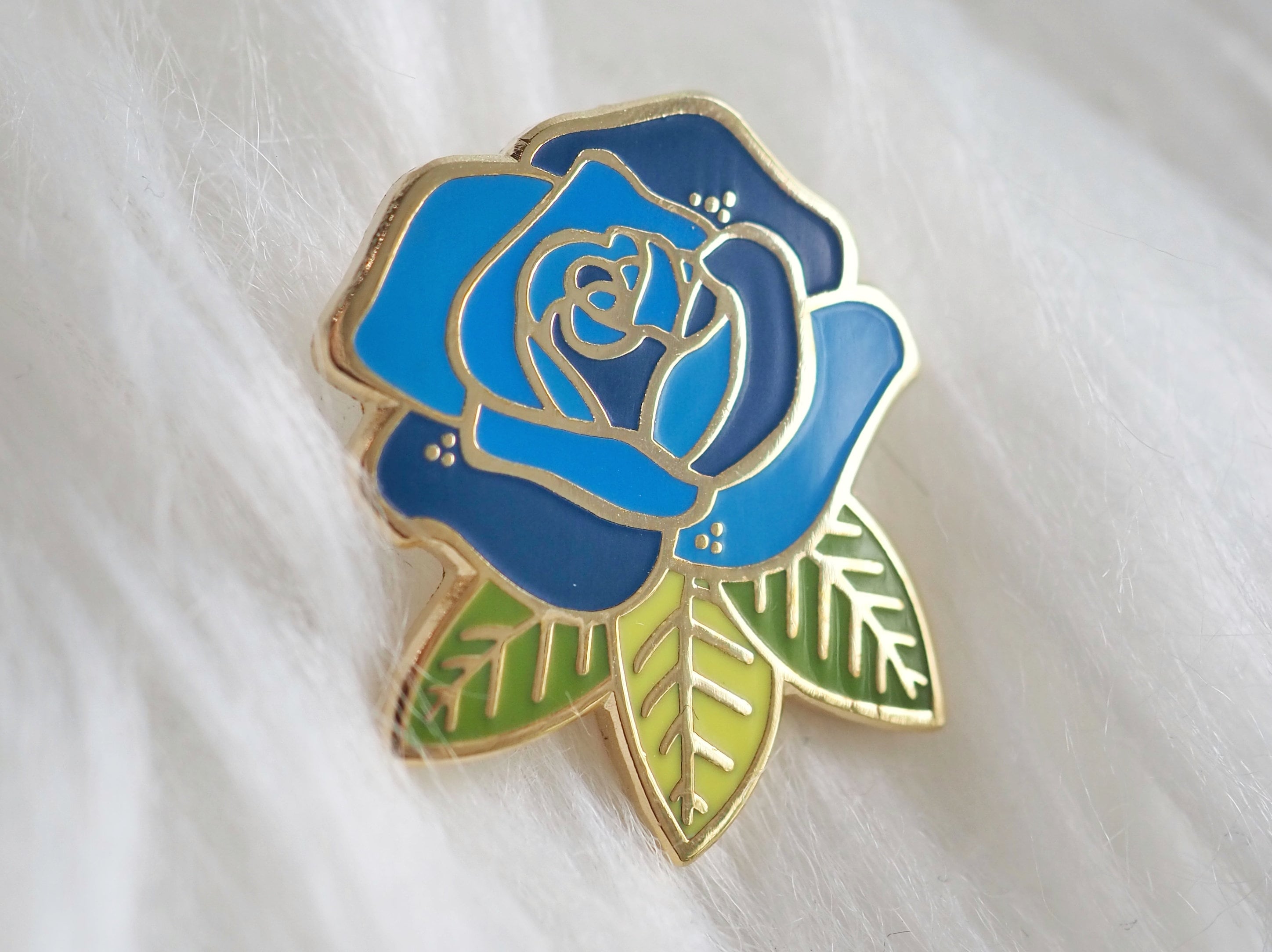 Lapel Pin - Blue Rose - Enamel Pin - Pinback Button