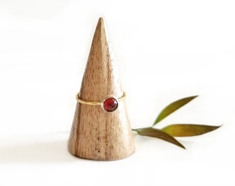 Petite Garnet Stacking ring // hammered gold filled or sterling silver // from the studio