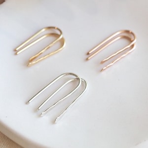 Parallel Arc Earrings 20mm U-shaped Open Hoop Earrings image 4