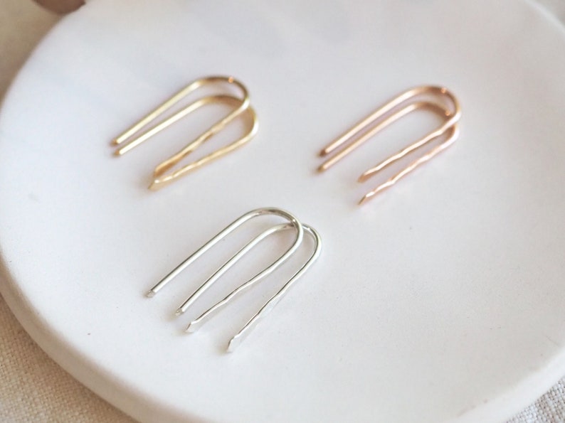 Parallel Arc Earrings 20mm U-shaped Open Hoop Earrings image 4