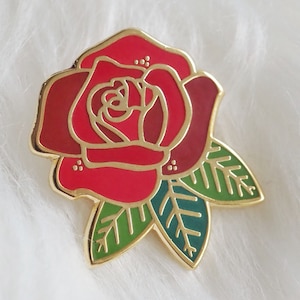 Lapel Pin - Red Rose - Enamel Pin - Pinback Button