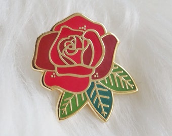 Épingle à revers - Rose rouge - Épingle en émail - Bouton Pinback