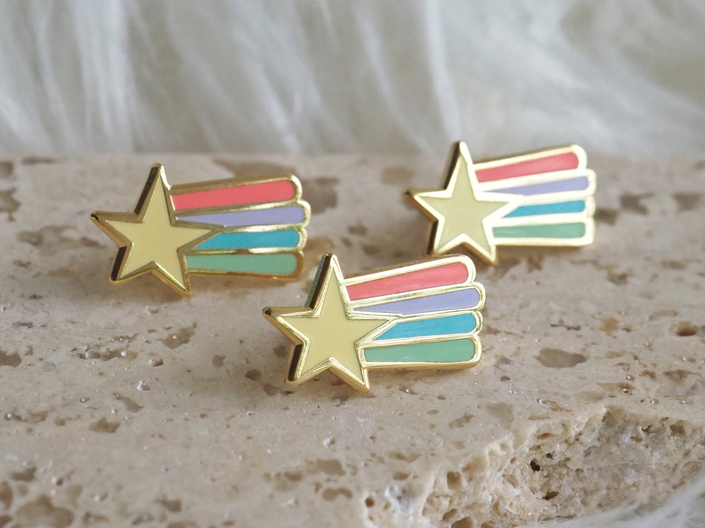 Lapel Pin - Rainbow Shooting Star - Enamel Pin - Etsy