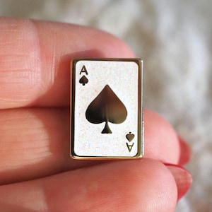 Lapel Pin - Ace of Spades - White Sparkle Enamel Pin
